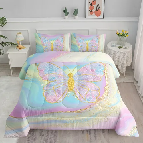 Miniatura 8 de Juego de ropa de cama Kawaii de fresa para niñas, juego de ropa de cama con patrón de cuadrícula rosa con 1 edredón y 2 fundas de almohada