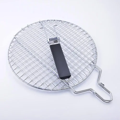 Miniatura 2 de Cesta portátil para barbacoa con mango extraíble con mango extraíble para parrilla al aire libre, verduras, peces (WR-58 clip redondo)