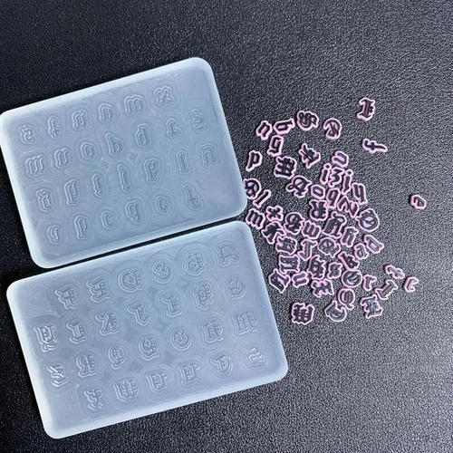 Miniatura 5 de Molde de silicona de resina gótica, colgante de letra inglesa, molde de resina gótica para hacer joyas, llavero de letras epoxi artesanal