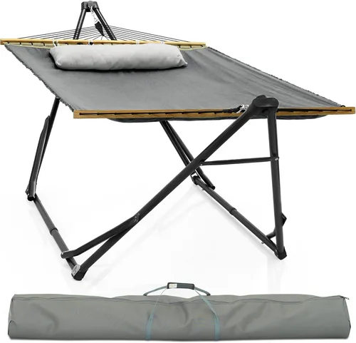 Miniatura 12 de Soporte de hamaca Tranquillo Uniki con garantía de 3 años, hamaca plegable instantánea de 30s con soporte, hamaca de camping con capacidad de 550 1.