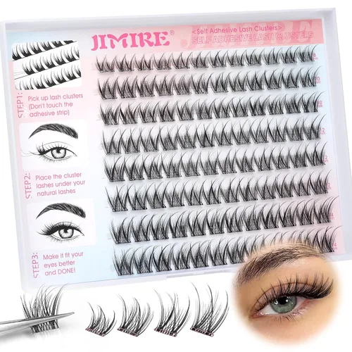 Miniatura 18 de JIMIRE Pestañas postizas de aspecto natural, pestañas postizas esponjosas y finas, pestañas de ojo de gato con banda fina, pestañas postizas
