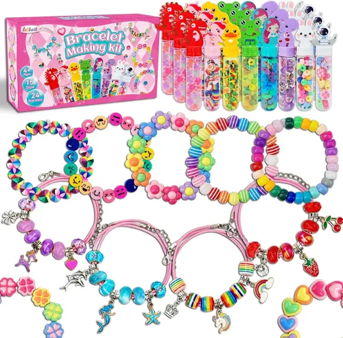 leitait Paquete de 24 varitas de pulsera, kit de fabricación de pulseras con dijes, manualidades para niños, suministros de fiesta de unicornio,