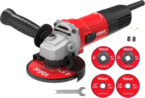 Miniatura 12 de Herramienta Amoladora Angular, Amoladora Eléctrica de 6.5 Amperios de 4-1/2 Pulgadas con Interruptor Ergonómico Antideslizante Lateral para Corte