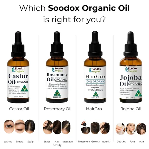 Miniatura 2 de Soodox Orgánico Aceite de ricino 100% orgánico certificado Paquete de 2 botellas de vidrio de 1.7 fl oz – puro prensado en frío/libre