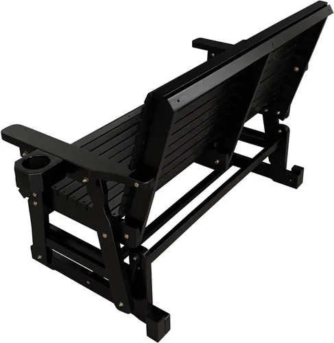 Miniatura 8 de Hamaca de patio Fortune Candy con portavasos, alta parte posterior enrollada y asiento perfilado profundo, resistente de 800 libras (Negro, 2 plazas)