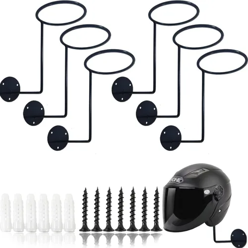 TIHOOD 6 piezas Soporte para casco de motocicleta, colgador de casco de metal, soporte para casco montado en la pared, soporte para pelotas y