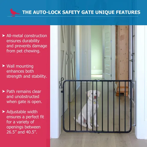 Miniatura 4 de Cardinal Gates MG15 Puerta de bebé con bloqueo automático para escaleras, puerta ajustable para perros para interiores, hecha de aluminio para Negro
