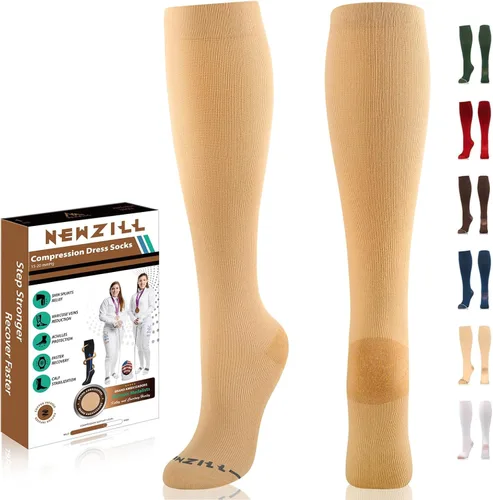 Miniatura 22 de NEWZILL Calcetines de compresión de cobre para mujeres y hombres, de 15-20 mmHg, algodón con control de olores, calcetines de vestir para negocios