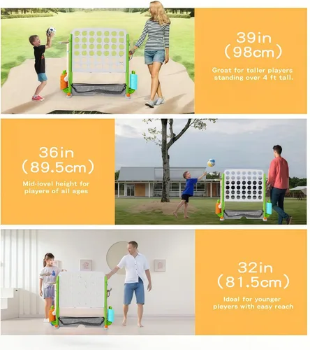 Miniatura 3 de UNICOO Juego gigante 4 en una fila con bolsa de transporte, aro de baloncesto, juego de lanzamiento de anillo, juego de 4 a puntuación Juego