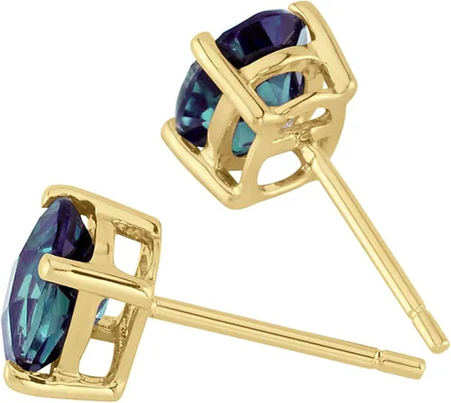 Miniatura 3 de Peora Aretes solitarios clásicos de oro amarillo macizo de 14 quilates para mujer, con forma ovalada de 0.276 x 0.197in, 2 quilates en total, parte