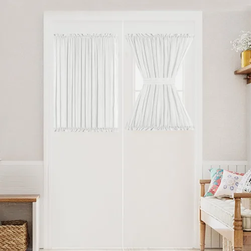 Miniatura 18 de Turquoize Elegantes cortinas de lino para puerta francesa, paneles de cortina de filtrado de luz, panel de lino con bolsillo para barra, panel
