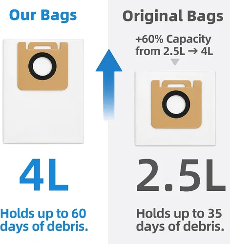 Miniatura 3 de Paquete de 10 bolsas de vacío D10 Plus de 4 litros compatibles con robot aspirador Dreame D10 Plus (RLS3D), 10 bolsas de vacío desechables