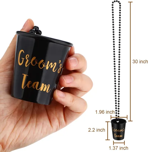Miniatura 2 de Maitys 12 piezas de collar de cristal de chupito de novia del novio, despedida de soltera con cuentas de plástico, cadena de lámina dorada, regalos
