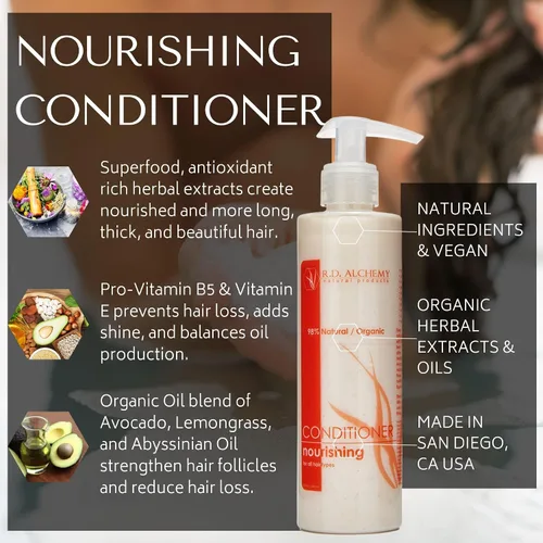 Miniatura 3 de RD Alchemy - Acondicionador nutritivo 98% natural y orgánico para cabello opaco y adelgazante. Hidrata mientras le da un impulso a tu cabello sin