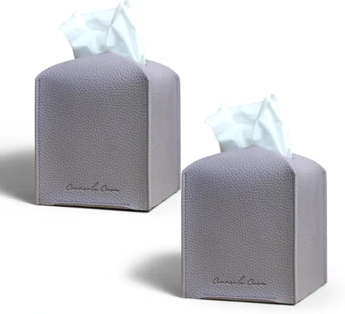 Miniatura 25 de Soporte para caja de pañuelos de piel sintética de alta calidad, elegante funda de caja de pañuelos estilo hotel para decoración del hogar, oficina