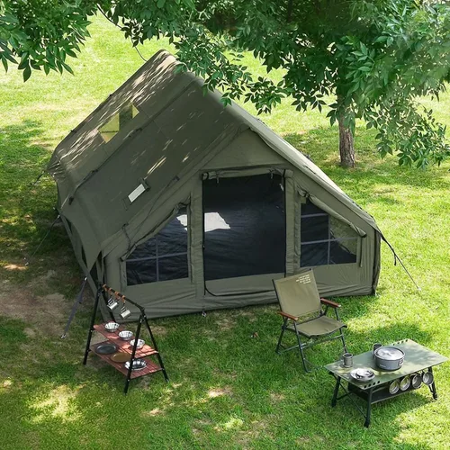 Miniatura 16 de SENLEETO Tiendas inflables para acampar, gran tienda de camping inflable con bomba manual, tiendas inflables fáciles de montar para 4-6 personas