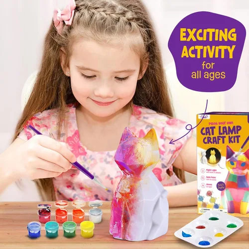 Miniatura 4 de Pinta tu propia lámpara de gato, artes y manualidades para niños de 8 a 12 años, kit de suministros de arte para pintar para niños de 6 a 12 años