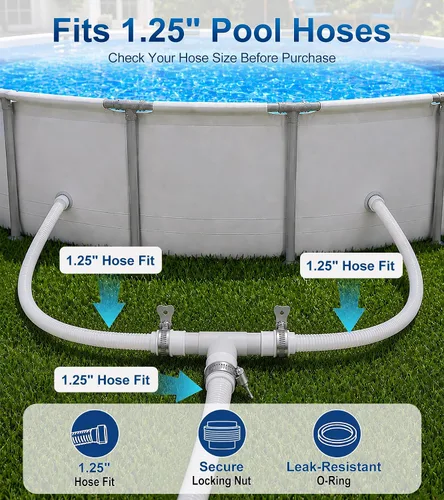 Miniatura 3 de Conector de manguera de piscina para doble sello a prueba de fugas y flujo de agua estable, adaptador de manguera de piscina de junta en T de 1.25 a