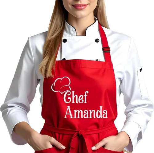 Miniatura 2 de Delantal de chef con nombre personalizado, regalos personalizados para hombres, regalos para mujeres, delantales para mujeres con bolsillos, regalos