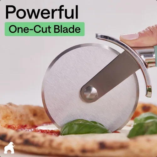 Miniatura 4 de Rueda de corte de pizza grande sin BPA de GORILLA GRIP, 9 pulgadas, hoja afilada de acero inoxidable, mango resistente al deslizamiento con Menta
