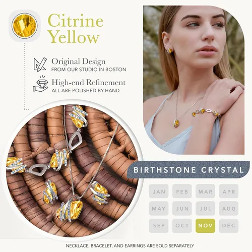 Miniatura 49 de Leafael Wish Stone - Collar con dije chapado en oro rosa de 18 quilates, con cristales de Swarovski, joyería de piedra natal, 18 pulgadas + 2