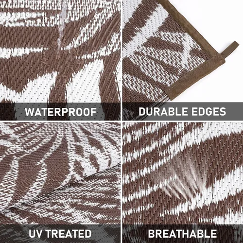 Miniatura 8 de Alfombras para Exteriores 9'x12' para Patios, Alfombra de Paja de Plástico Reversible para Exteriores en Claro, Alfombra de Exterior Grande para RV