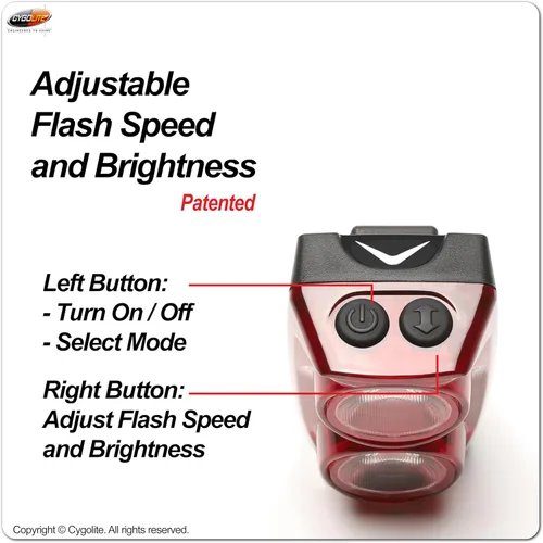 Miniatura 3 de Cygolite Hypershot - Luz trasera para bicicleta de 350 lúmenes, 7 modos nocturnos y diurnos, velocidades de flash ajustables por el usuario