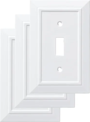 Franklin Brass Classic Architecture W35241V-PW-C - Placa de pared decorativa para interruptor de luz, color blanco puro, 1 banda, protector de toma