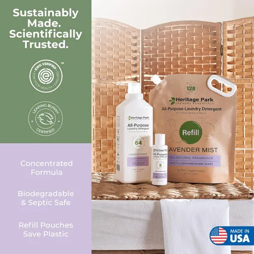 Miniatura 5 de Heritage Park - Detergente de lujo para ropa Detergente para ropa natural y enzimático probado por dermatólogos, a base de plantas, respetuoso