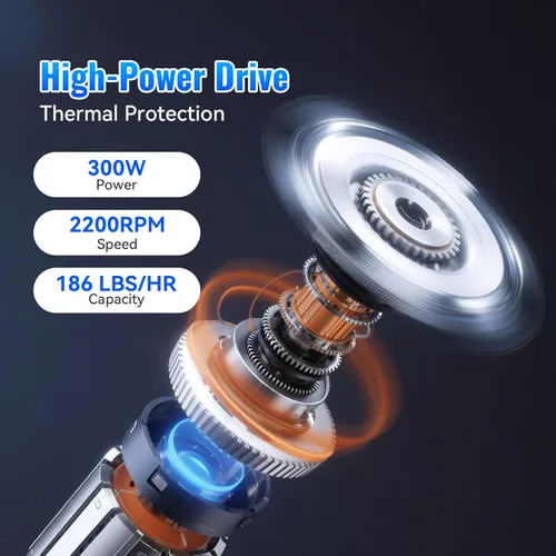 Miniatura 4 de Máquina de afeitar de hielo de doble hoja de 186 lbs/h, con cuchillas adicionales y palillo de hielo, trituradora de hielo eléctrica de 300 W