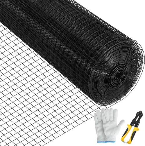 VEVOR Tela Metálica, 24"x50' y Tamaño de Malla de 1"x1", Alambre Soldado de Acero Galvanizado Recubierto de Vinilo Calibre 16, con unos Alicates de