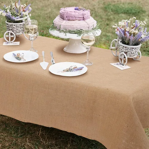 Kingdder Mantel rectangular de arpillera natural para boda, rústico, para boda, fiesta, recepción, despedida de soltera, picnic al aire libre,
