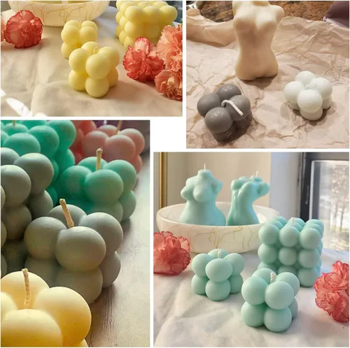 Miniatura 5 de Moldes de vela de burbujas 3D - Molde de silicona de cubo de 12 cavidades para hacer velas y jabón, molde de pastel de burbuja para hornear pastel