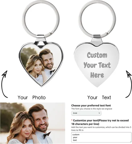 Miniatura 2 de Easycosy Llavero personalizado con texto de imagen, llavero grabado personalizado, regalos de fotos personalizados para hombres, mujeres y familia