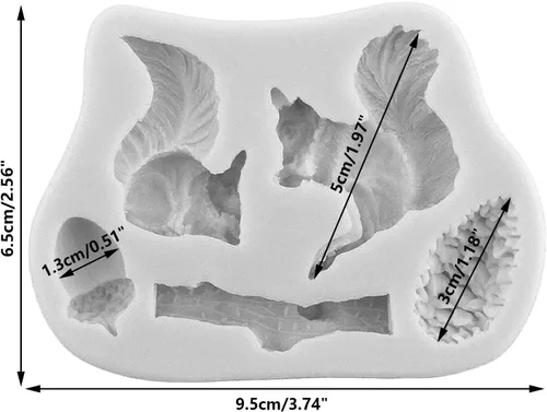 Miniatura 2 de Molde de silicona para fondant de animales, ardilla, piñas, bellota, tronco, molde para decoración de pasteles, decoración de cupcakes, caramelo