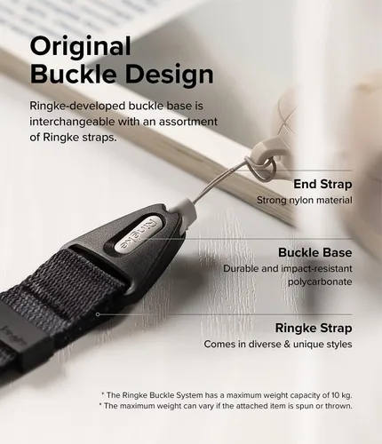 Miniatura 7 de Ringke Cordón de teléfono para iPhone 17 Pro Max y la mayoría de los teléfonos inteligentes [hebilla de un toque], correa de hombro ajustable, negro