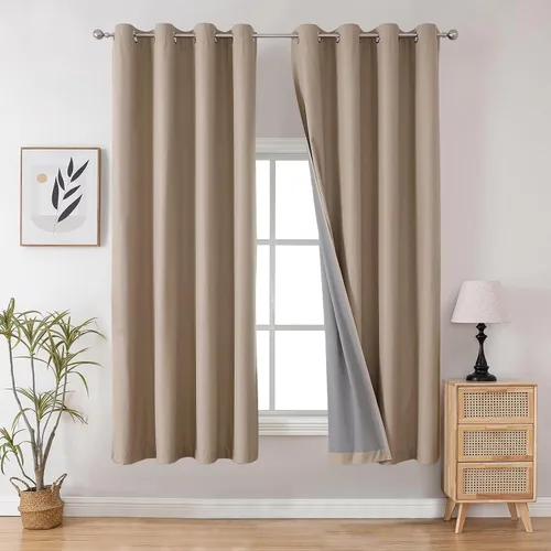 Miniatura 38 de Joydeco - Juego de 2 paneles de cortinas opacas de 63 pulgadas, 2 cortinas largas con aislamiento térmico burg, cortinas de oscurecimiento