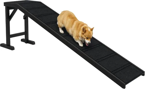 Miniatura 10 de PawHut Rampa para perros para cama, rampa para mascotas para perros con alfombra antideslizante y plataforma superior, 49 x 16 x 14 pulgadas