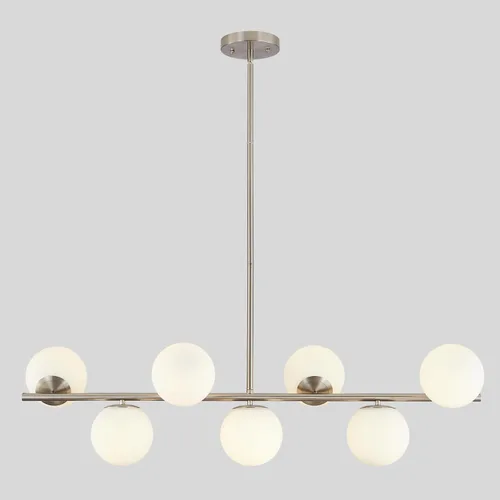 Miniatura 16 de KCO Iluminación Moderna de 7 Luces de Níquel Cepillado en Metal Grande Lámpara de Techo Nórdica con Globo de Vidrio Transparente Lámpara Colgante