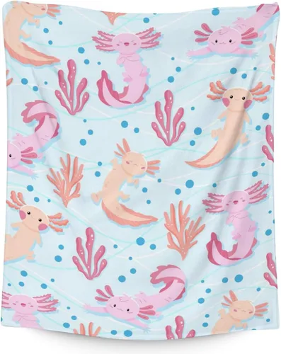 Miniatura 20 de Axolotl - Manta de regalo de 40 x 50 pulgadas para niñas, manta suave y mullida azul para cama, sofá y sala de estar Axolotl1-1