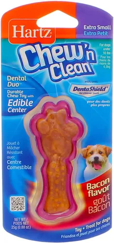 Miniatura 4 de Hartz Chew N Clean Dental Duo - Juguete masticable para perros, extra pequeño, sabor tocino (paquete de 9)