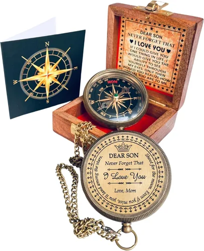 Miniatura 9 de Regalo para hijo de mamá y papá Brújula grabada de 5 cm - Regalos del padre al hijo, regalos de mamá al hijo para graduación 2025, bautizo