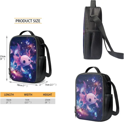 Miniatura 155 de HUGS IDEA Juego de 3 bolsas escolares con aislamiento térmico para el almuerzo, estuche para lápices