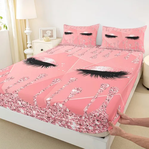Miniatura 5 de Feelyou Sábanas de cama de lujo para niñas, juego de ropa de cama de lujo para niñas, juego de ropa de cama rosa jade ultra suave decoración