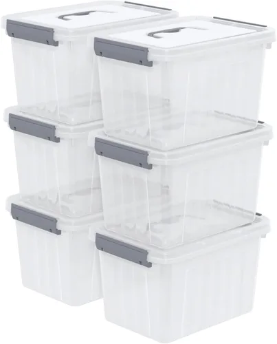 Miniatura 9 de Contenedores pequeños de 6 cuartos de galón con tapas, caja de almacenamiento de plástico transparente con asa, 6 paquetes