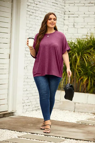 Miniatura 4 de Camiseta de gran tamaño para mujer, holgada, de manga corta, casual, para verano