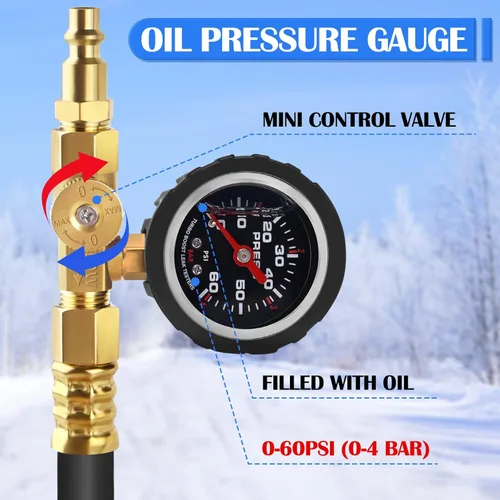 Miniatura 2 de Kit de invierno para RV mejorado Boltigen, manguera de invierno de 17'' para RV con medidor de presión de aceite y válvula de control, kit de Negro