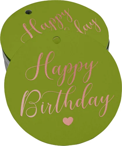 Miniatura 22 de Etiqueta de papel para colgar con texto en inglés «Happy Birthday» (50 unidades)