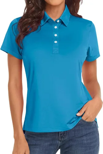 Polu Camisetas tipo polo de manga corta para mujer, de secado rápido, para golf, tenis, camisetas casuales con cuello