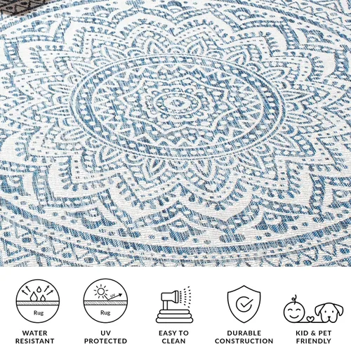 Miniatura 25 de SAFAVIEH Alfombra lavable para exteriores, colección Courtyard - Pasillo de 2.3 x 8 pies, color beige claro y marrón claro, no desprende pelusa